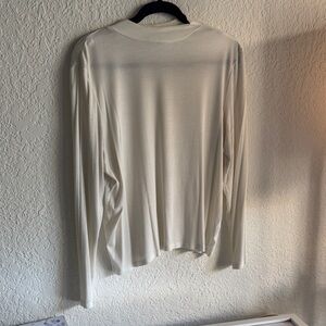 Eloquii Cream Ribbed Mock Neck Top